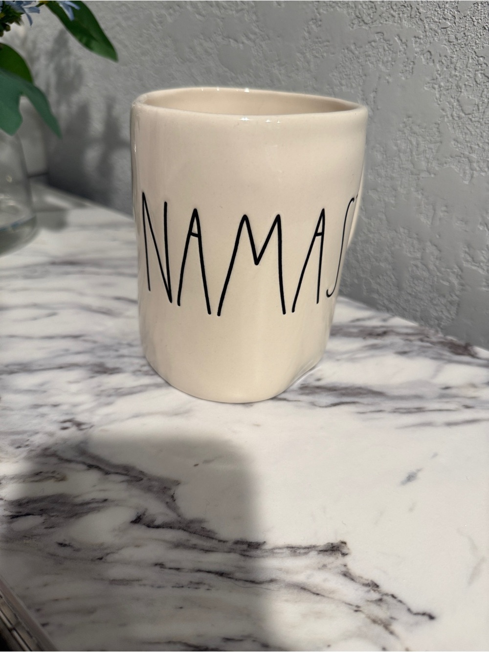 Rae Dunn NAMASTE Ceramic Coffee Mug Artisan Collection Magenta Cream - Picture 2 of 9